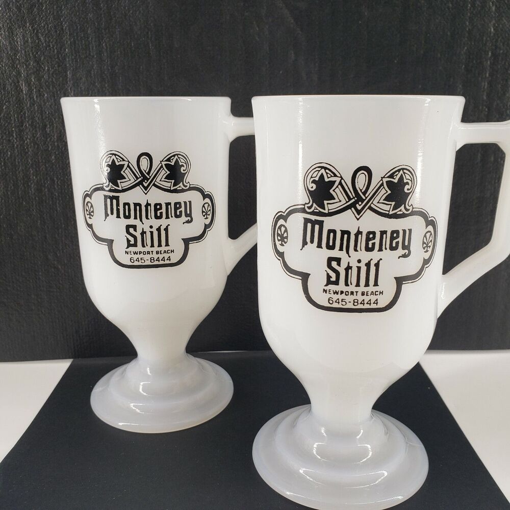 Pedestal Milk Glass Vintage Monterey Still Newport Oregon Irish Coffee Footed
